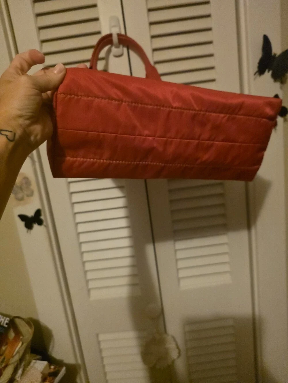 J. Crew Red Nylon Tote with Leather Handles - Like New!!!!!